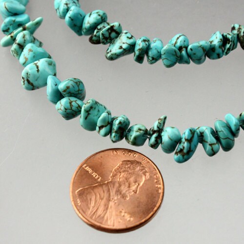 16 inches strand of howlite Turquoise nugget chips irregular beads about 4x6mm