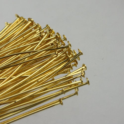 Bulk Package 300 pcs of Gold plated on Flat headpin - 2 inch 24Gauge