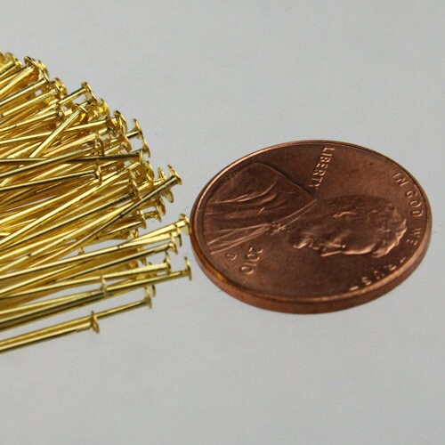 Bulk Package 300 pcs of Gold plated on Flat headpin - 2 inch 24Gauge
