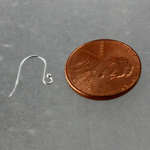 925 Sterling Silver Ball End Ear wire Earrings - 15x13mm 23G Thickness, French Hook, Genuine Solid Silver - SSEar1513