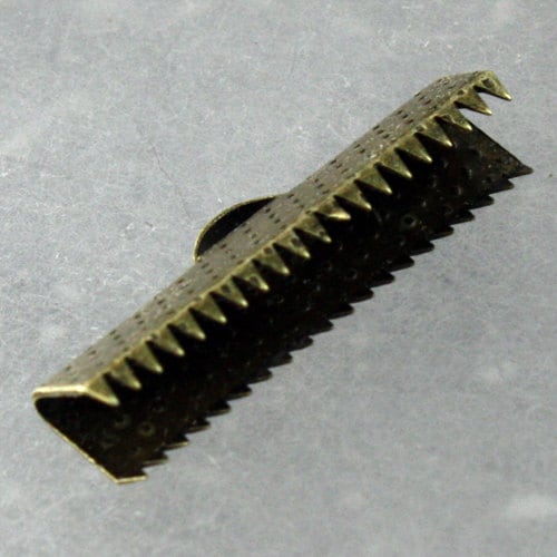 20 pcs Antique Brass Plated 25mm / 1 inch Ribbon Clamps Connectors Clips End for Leather Charm Braid - Ship from CA USA