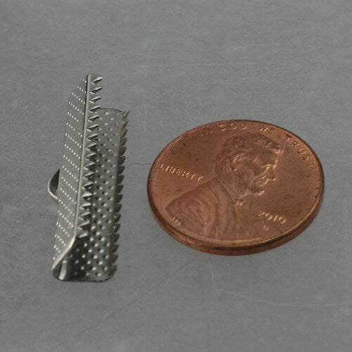 20 pcs Rhodium Plated 25mm / 1 inch Ribbon Clamps Connectors Clips End for Leather Charm Braid - Ship from CA USA