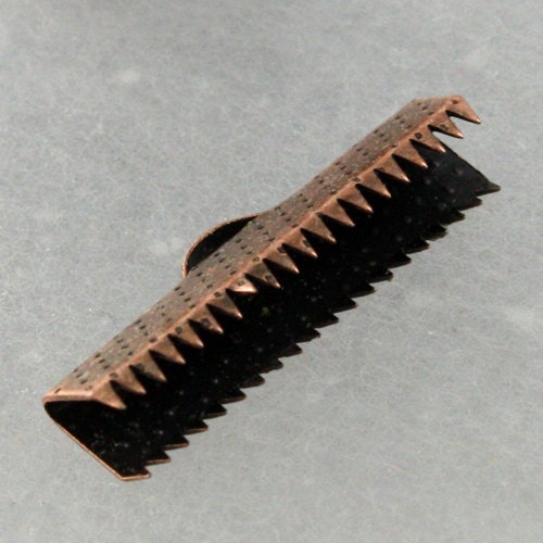20 pcs Antique Copper Plated 25mm / 1 inch Ribbon Clamps Connectors Clips End for Leather Charm Braid - Ship from CA USA