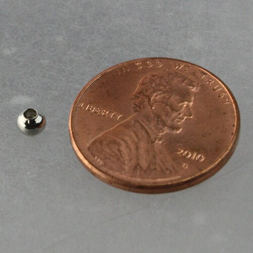 200 pcs of Rhodium Plated Round Spacer Beads - 3.2mm