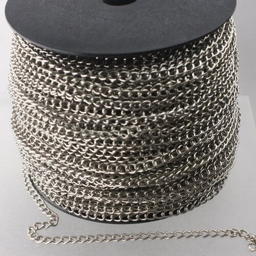10 feet of Rhodium Plated curb chain Large Big Link Curb Chain - 4.9x3.7mm unsoldered link - Ship From California USA - 4937CU