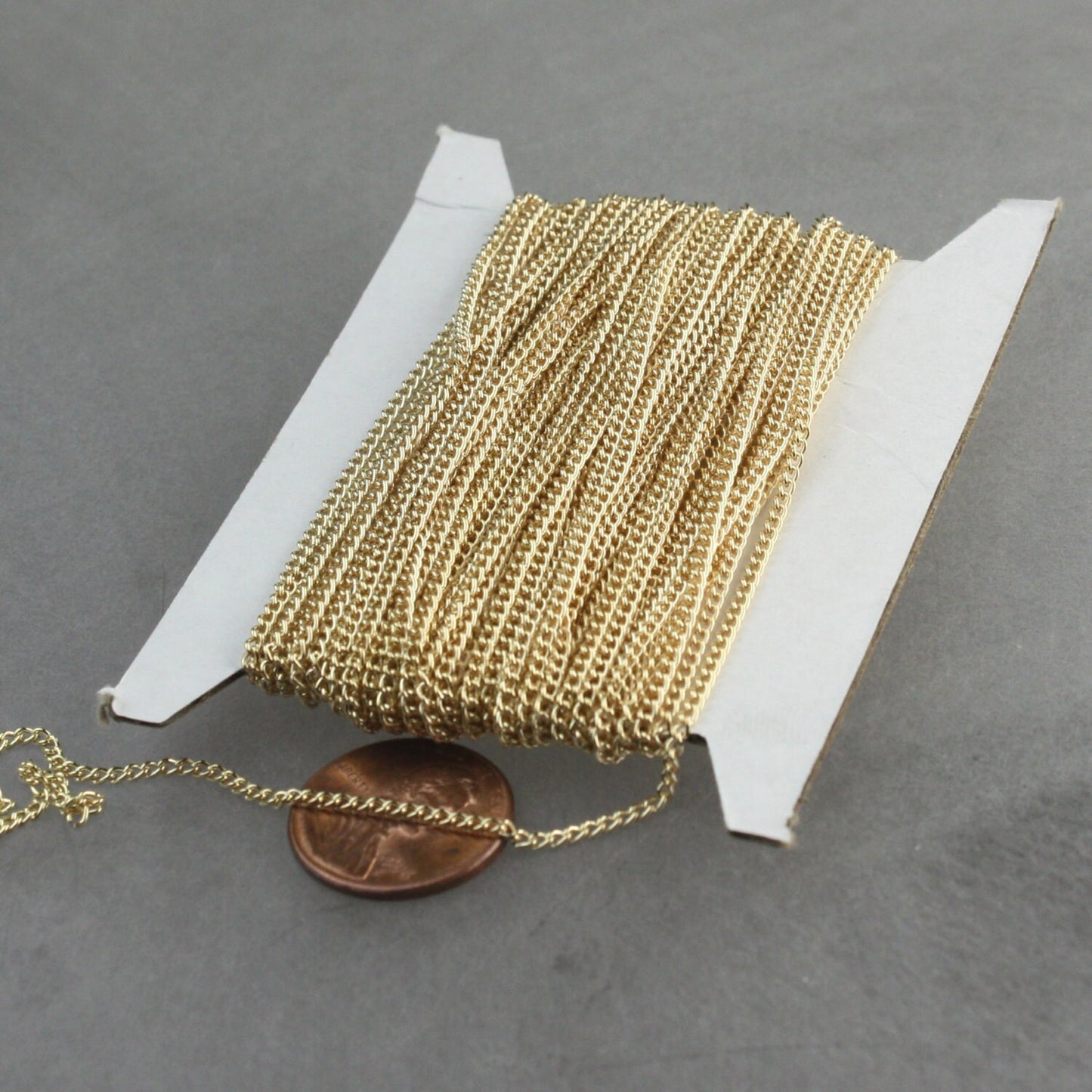 100 ft of Pinky Gold Champagne Gold curb chain 2.0mm - unsoldered Links - 22CURB