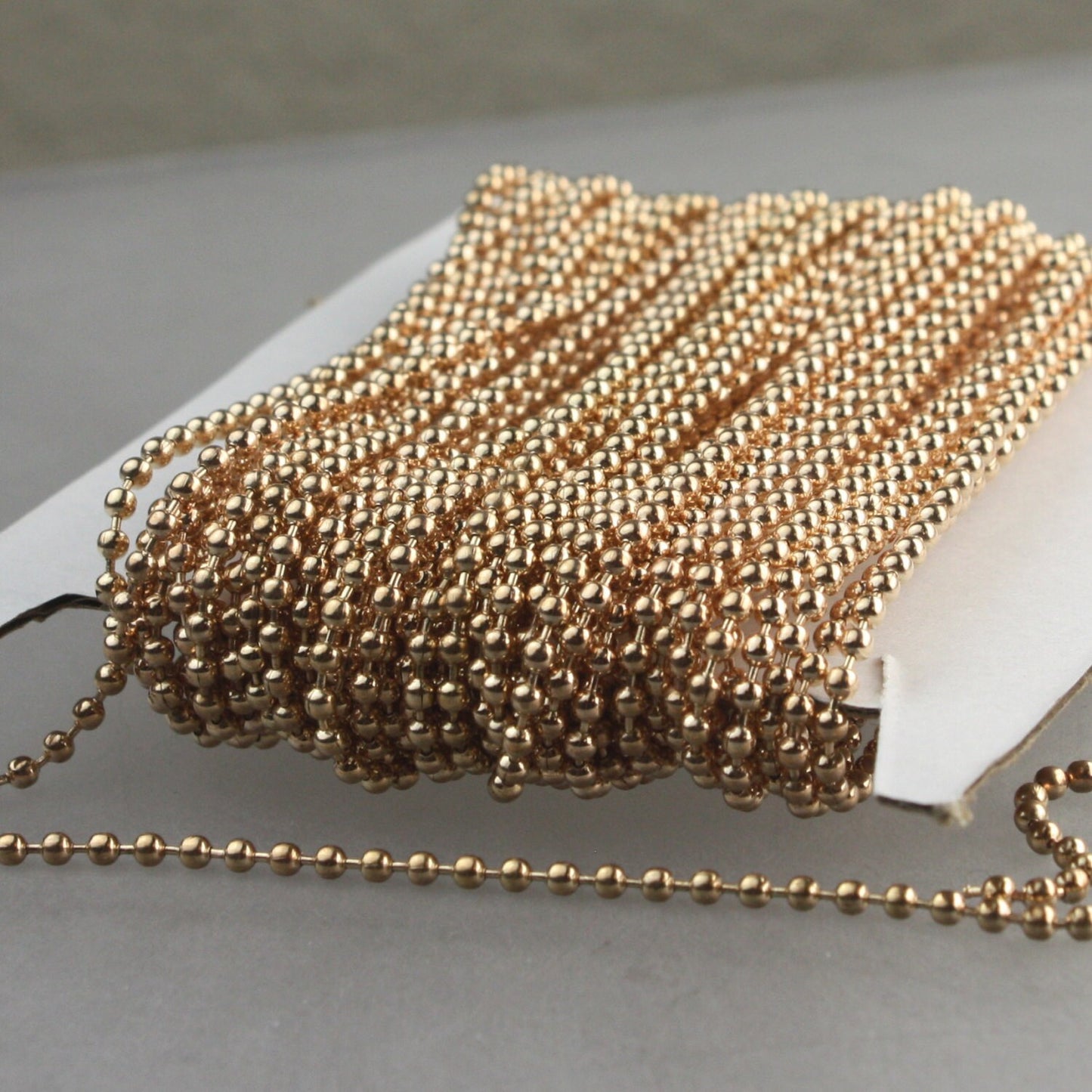 Champagne Gold Chain Bulk, 32 ft. spool of ROUND BALL chain - 2.4mm ball size - w/ FREE 20pcs Connectors (Insert) - 24BALL