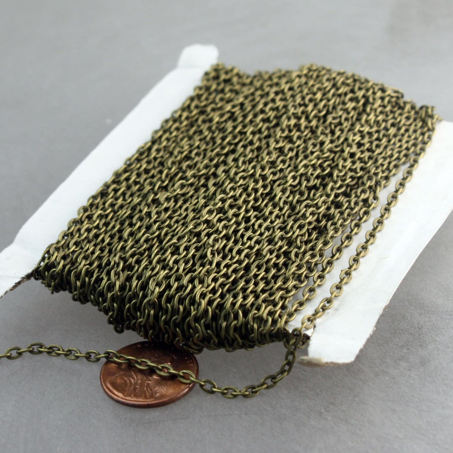 Antique Brass Chain, 300 Ft of Antique Brass Flat cable chain 3.7x2.7mm - Unsoldered Links,Wholesale Necklace Chain - 3727F