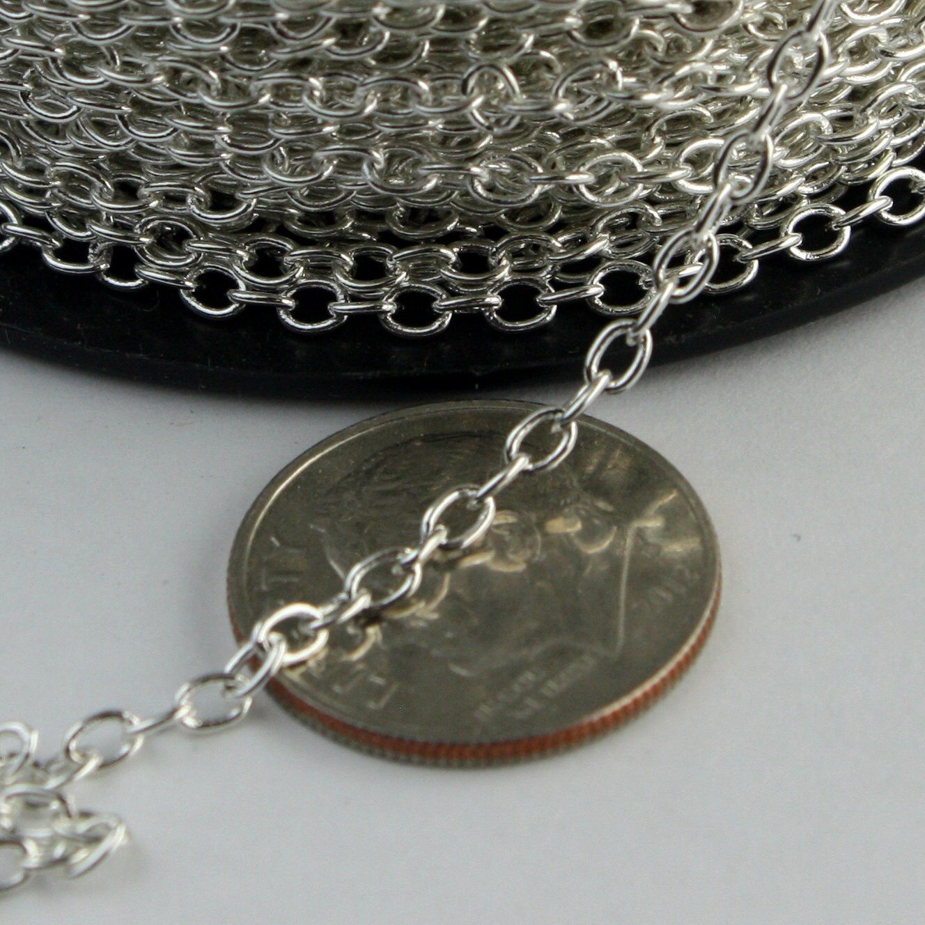 32 ft of Silver Plated Round SOLDERED Cable Chain - 2.6x2.1mm SOLDERED Link - 2621S