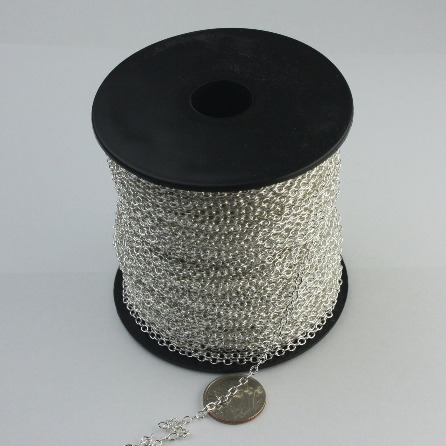 32 ft of Silver Plated Round SOLDERED Cable Chain - 2.6x2.1mm SOLDERED Link - 2621S