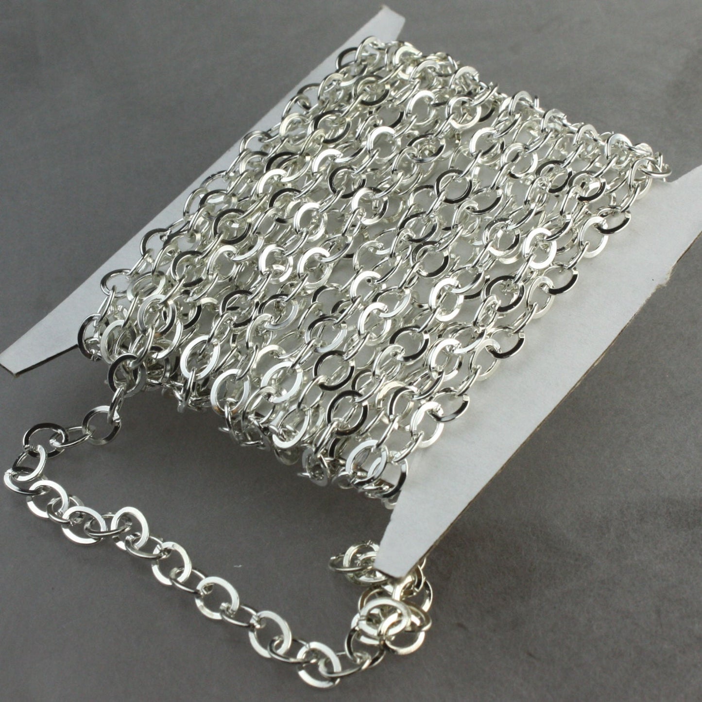 32 ft. Silver Flat Chain Silver Plated Cable Chain BIG Fashion Chain - 7.8x6.0mm - Unsoldered Link - Bulk Chain Necklace Wholesale - 7860FL