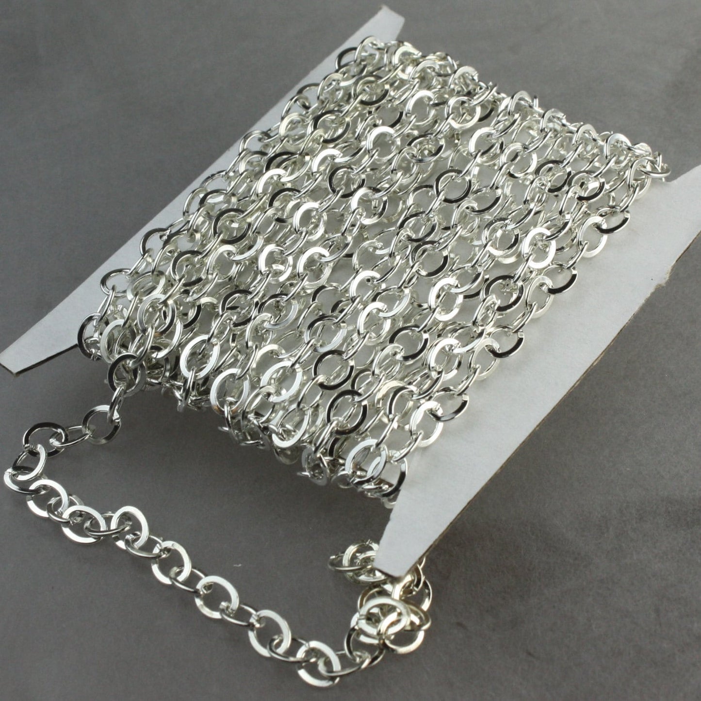 100 Silver Flat Chain Silver Plated Cable Chain BIG Fashion Chain - 7.8x6.0mm - Unsoldered Link - Bulk Chain Necklace Wholesale - 7860FL