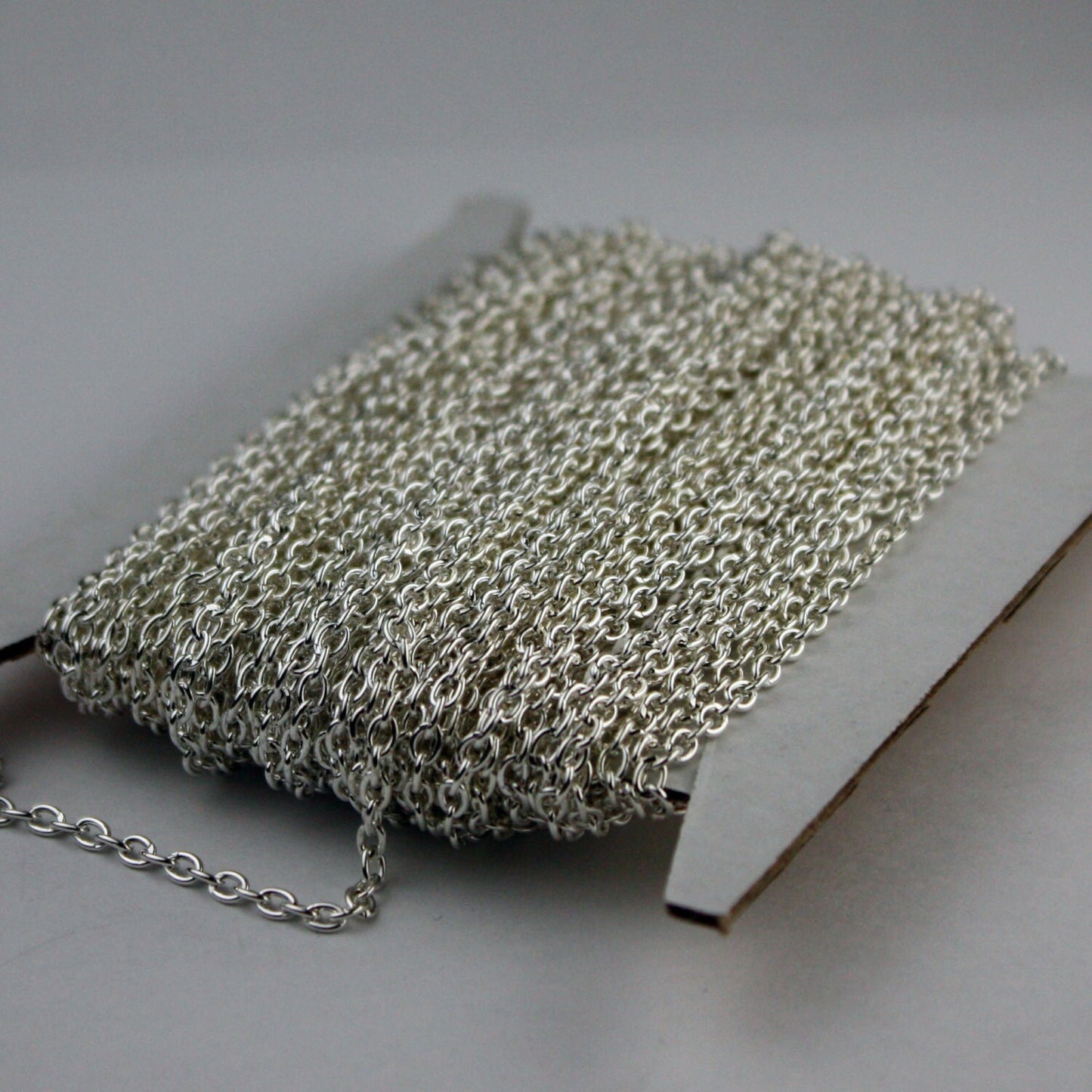 32 ft of Silver Plated Cable Chain - 3.8x2.7mm 0.7mm Unsoldered Link - Ship from USA - 3827CA