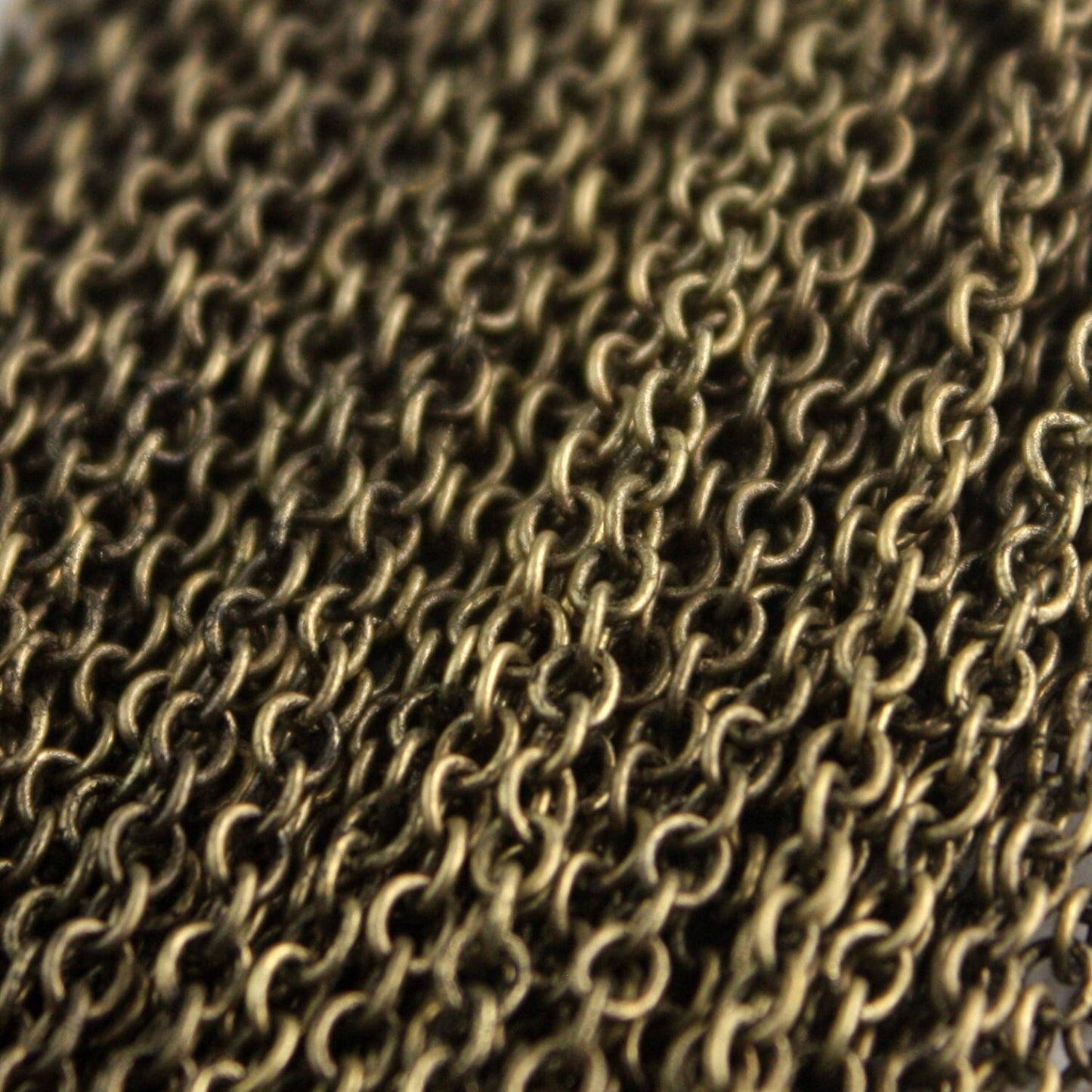 Sample 3 ft spool of VINTAGE Style Antique Brass Finished Round Soldered Cable Chain - 3.4x3.0mm SOLDERED Link - 3430S