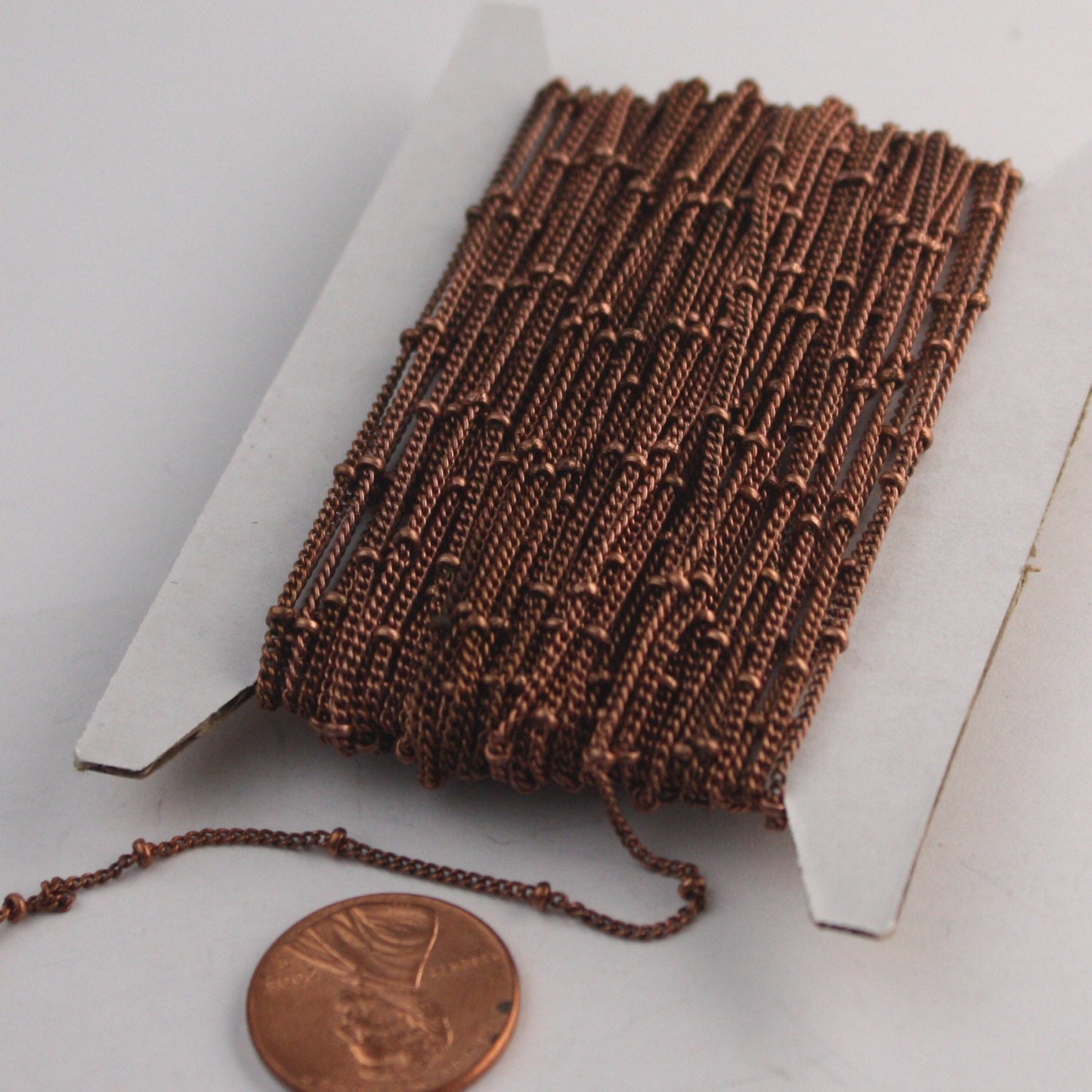 10 feet Antique Copper Chain Tiny Curb Satellite BALL chain - 1.6mm soldered link bulk chain - Ship from California USA - 1.6SAT