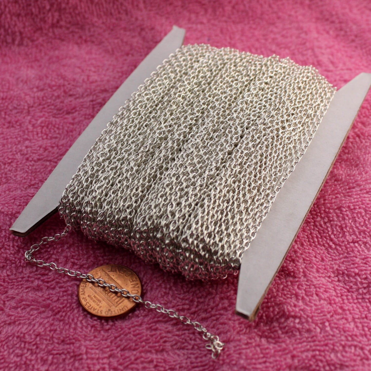 Sterling Silver Plated Cable Chain Bulk, 50 ft of Round Cable Chain 3x2.2mm 0.6mm wire - Unsoldered - 322CA