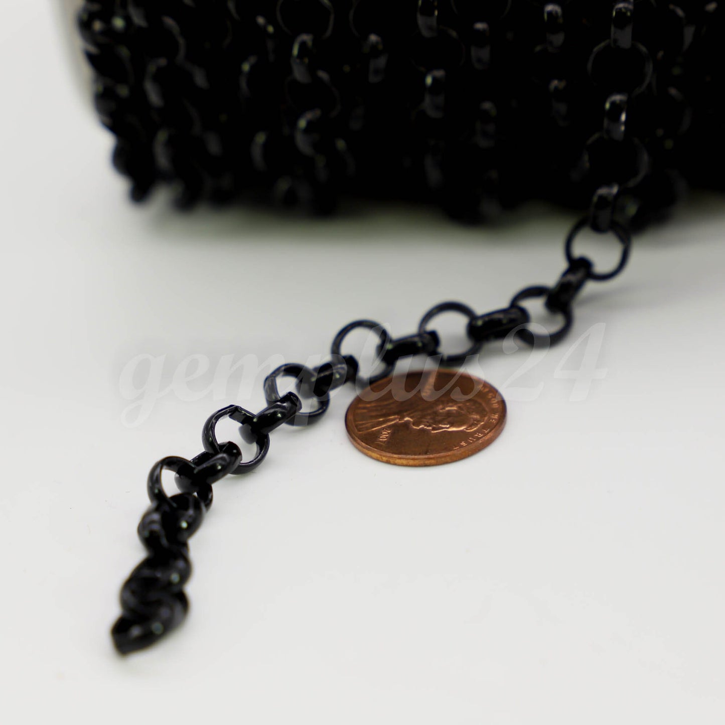 1/3/5/10 feet 8mm Bulk Rolo Large Chunky BIG Cable Fashion Chain 8.0mm - Unsoldered Links - Bracelet - Black - 80ROLO