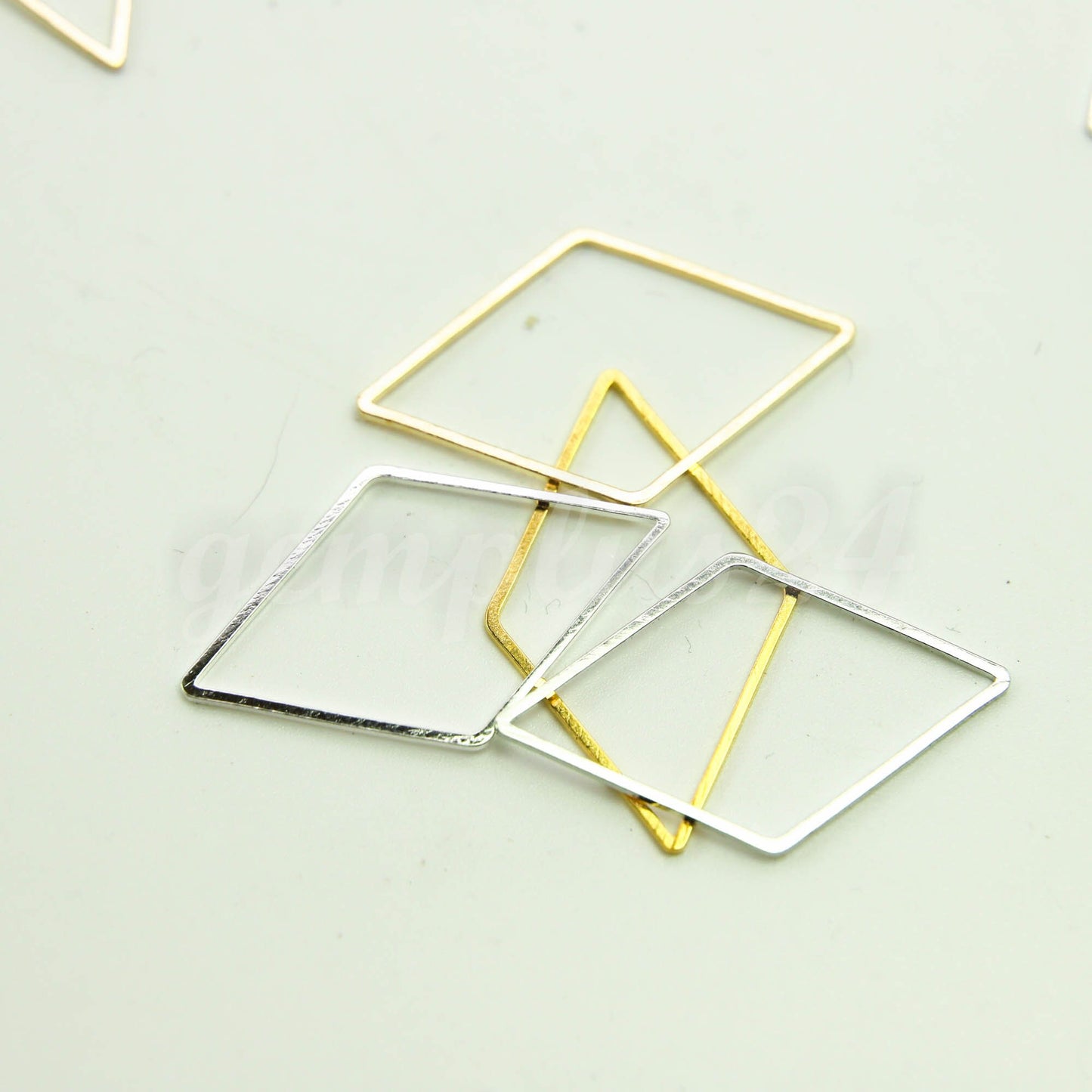 20x33mm Diamond - Gold/Silver/Champagne/Rhodium - 5/10/25/50/100 Pcs - Diamond Link Brass Connector Closed Loop Jump Rings - 20x33mm x 0.8mm