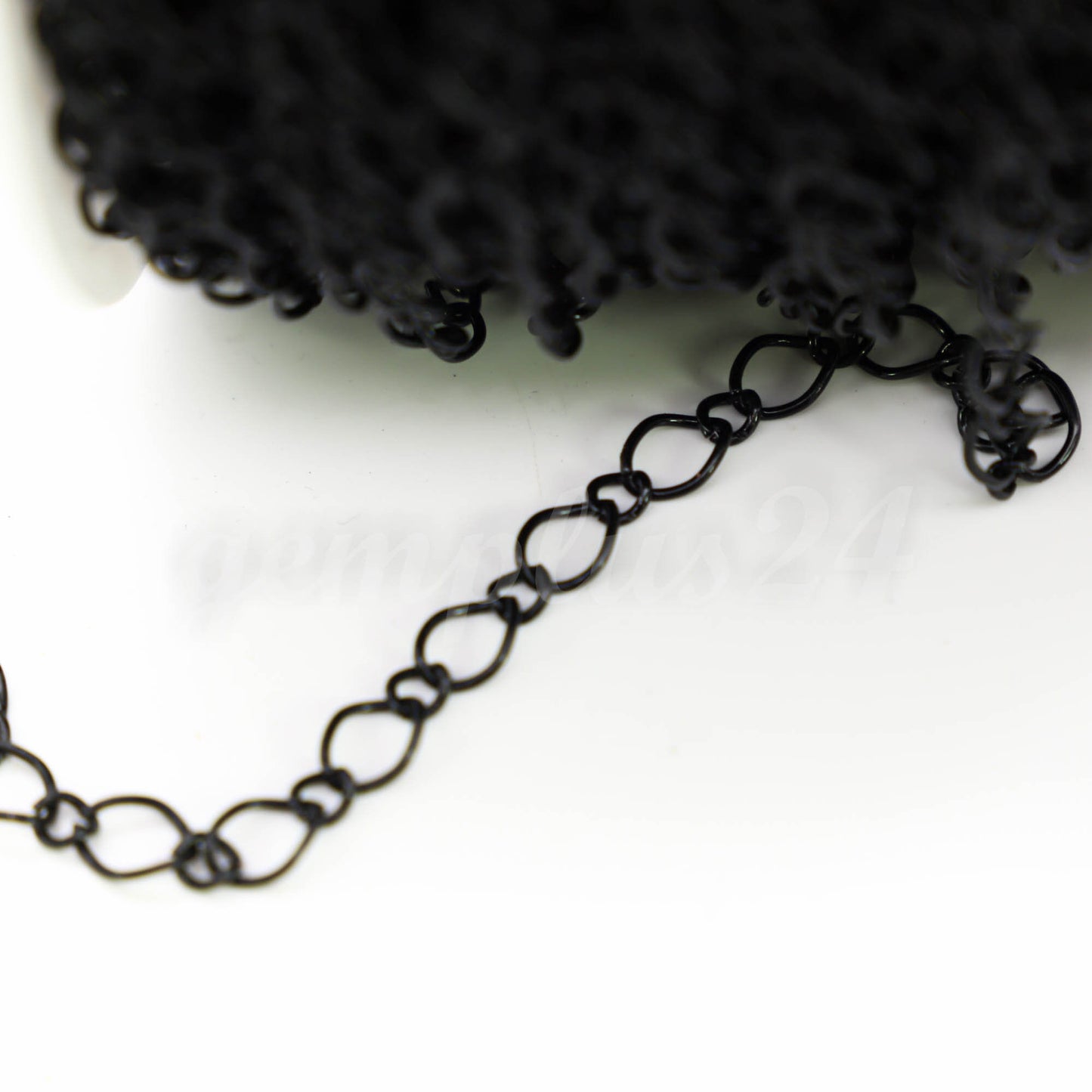 3/12/32ft Spool of Black Finished Fashion Big Figaro Long and Short Chain - 6.5x8.4mm 4.2x4.9mm 20Gauge Wire Unsoldered Links - FIG6584