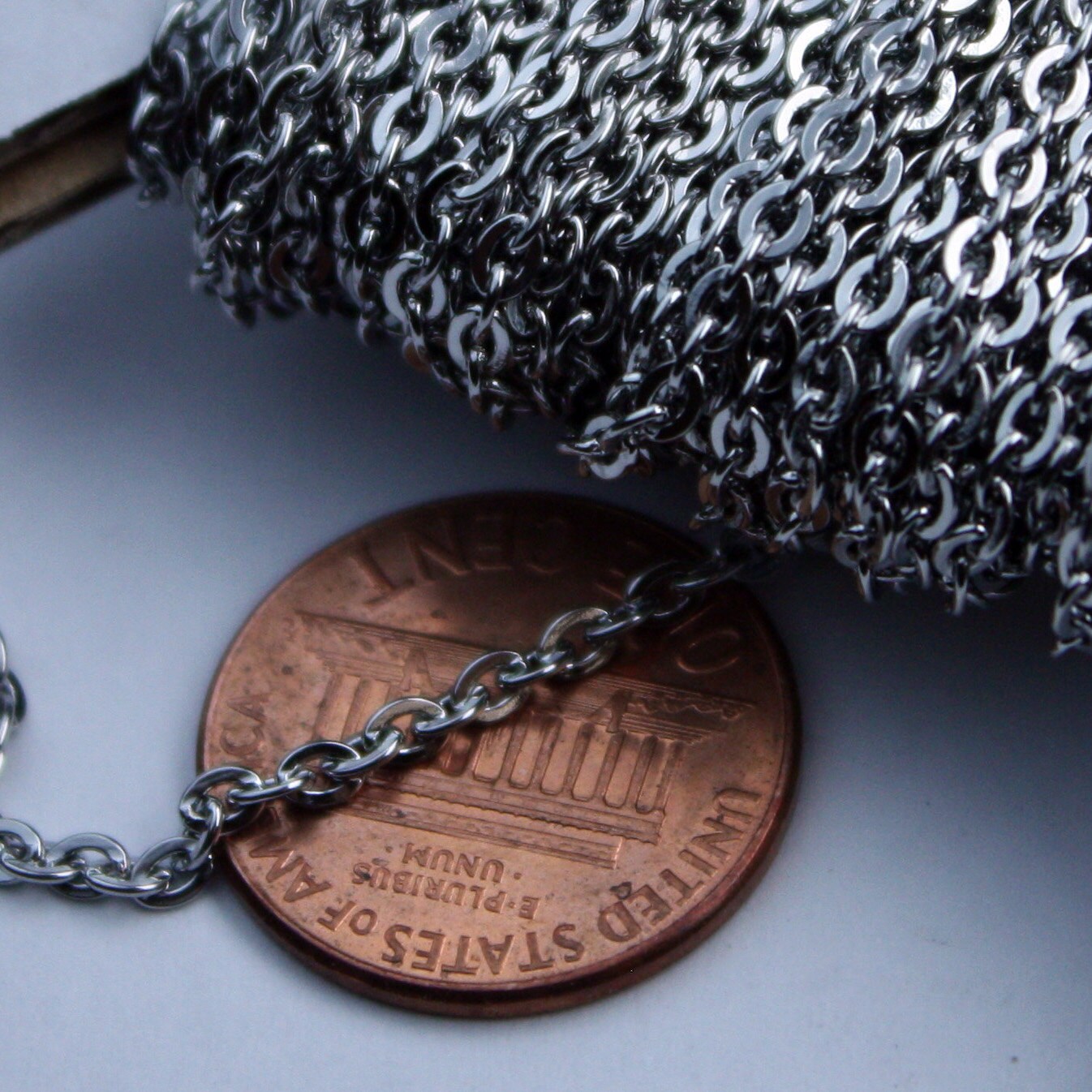 Stainless Steel chain bulk, 30 ft of Surgical Stainless Steel Small Soldered Sturdy FLAT cable chain - 3.1x2.0mm SOLDERED Link