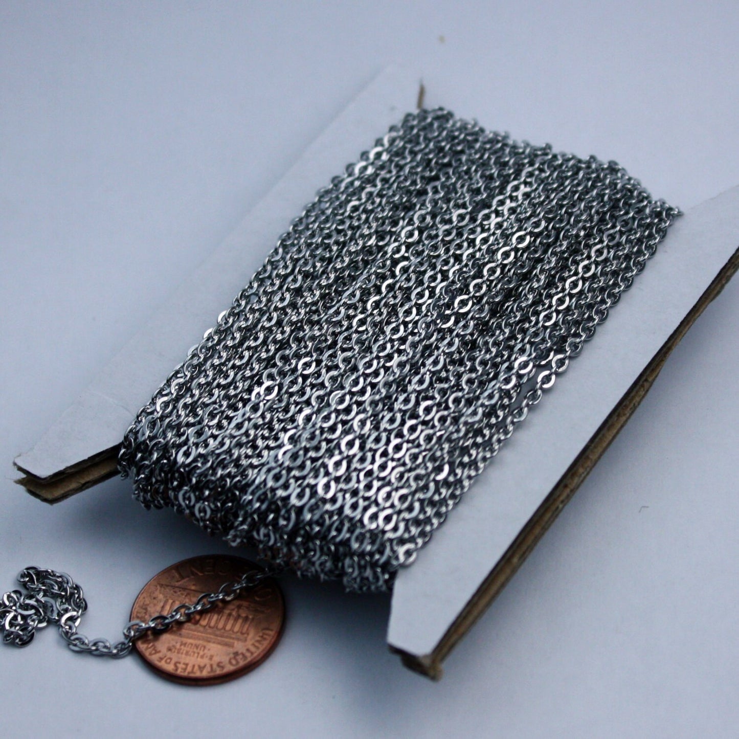 Stainless Steel chain bulk, 30 ft of Surgical Stainless Steel Small Soldered Sturdy FLAT cable chain - 3.1x2.0mm SOLDERED Link