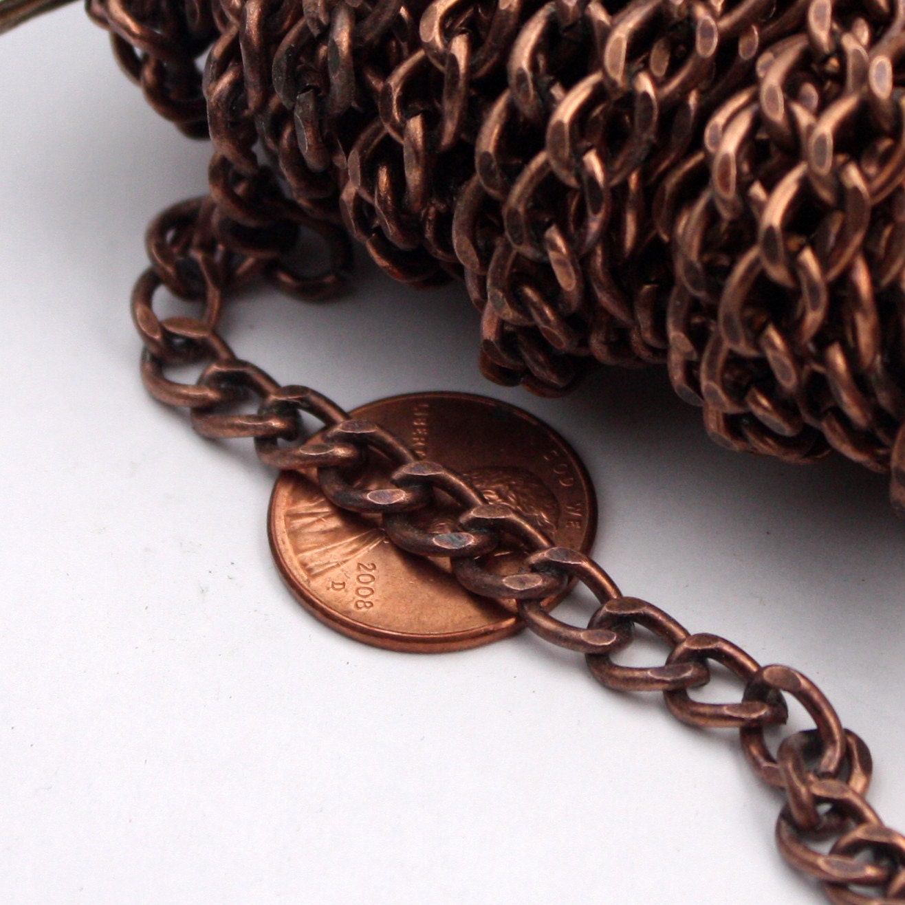 5 ft. Antique Copper Vintage Big Chunky Curb Chain - 5.5x8.0mm Unsoldered Link - Ship from California USA - 5580CA