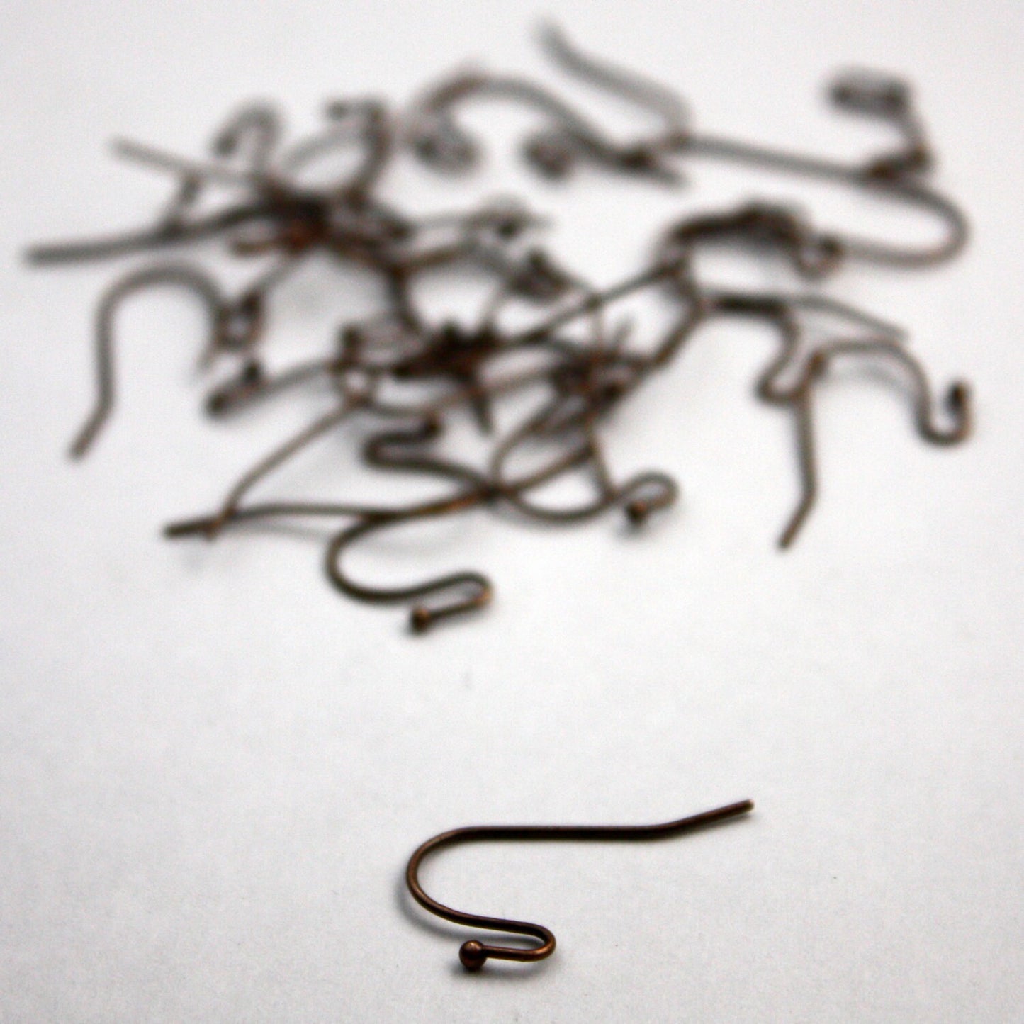 50 pcs - 25 pair of Antique Copper ear wires, French hook style, ball end - ship from California USA