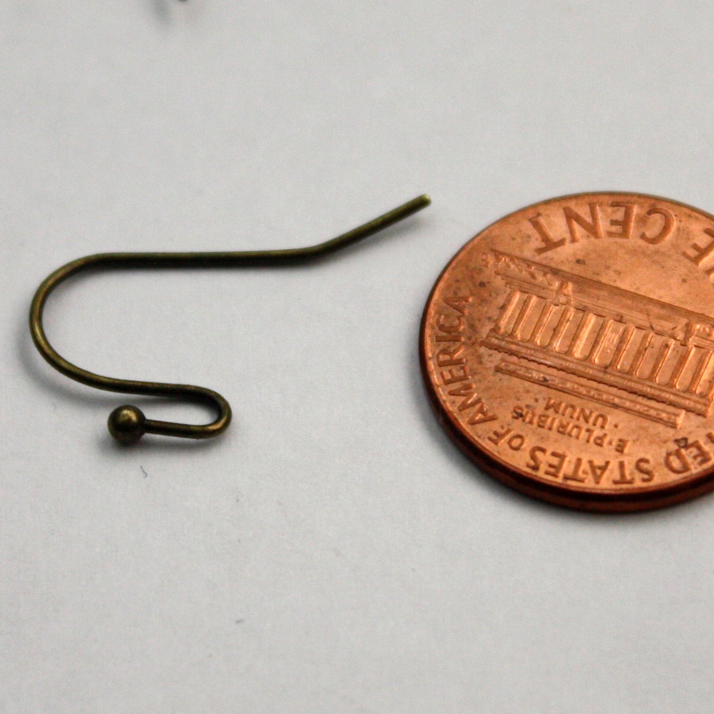 wholesale 200 pcs - 100 pair Ball End Earring Ear Wire - Antique Brass Plated on Solid Brass Ear Wires, French hook style - ERBall