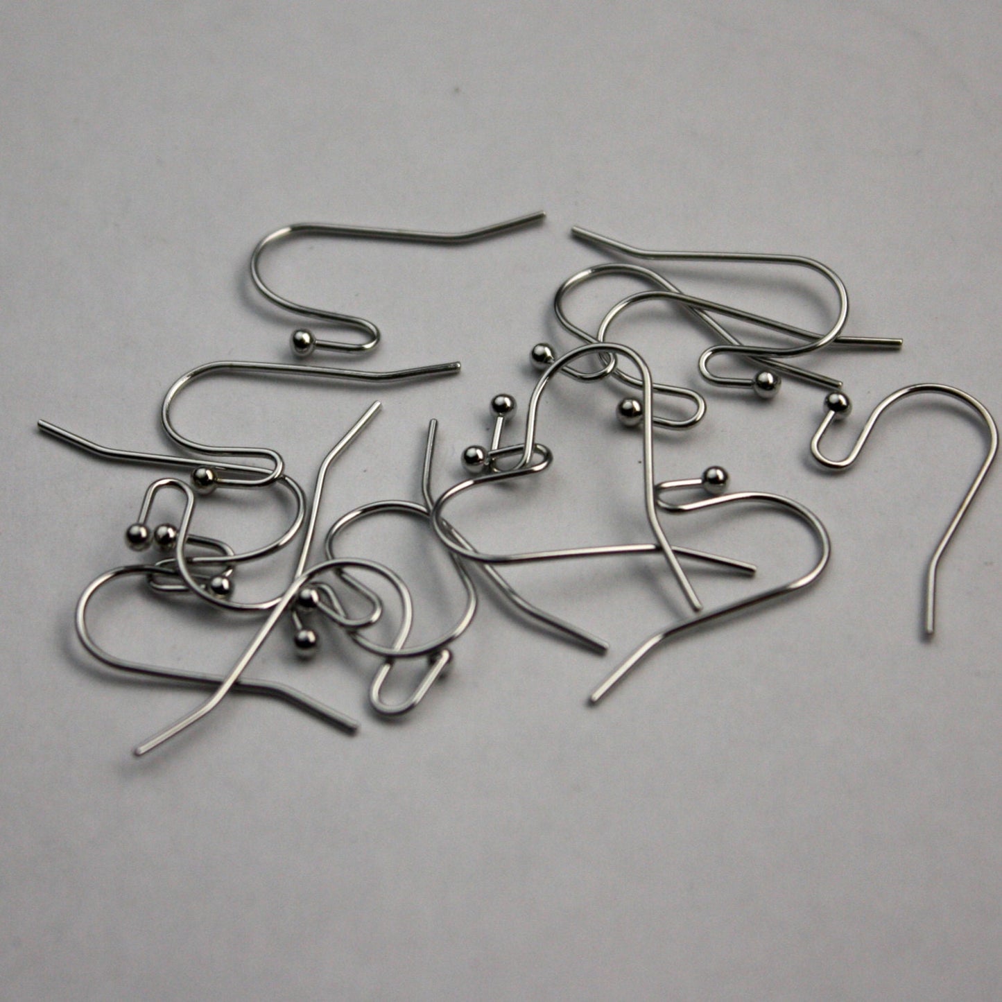 50(25pr) Ball End Earring Ear Wire - Rhodium Plated on Solid Brass Ear Wires, French hook style, ball end - ERBall