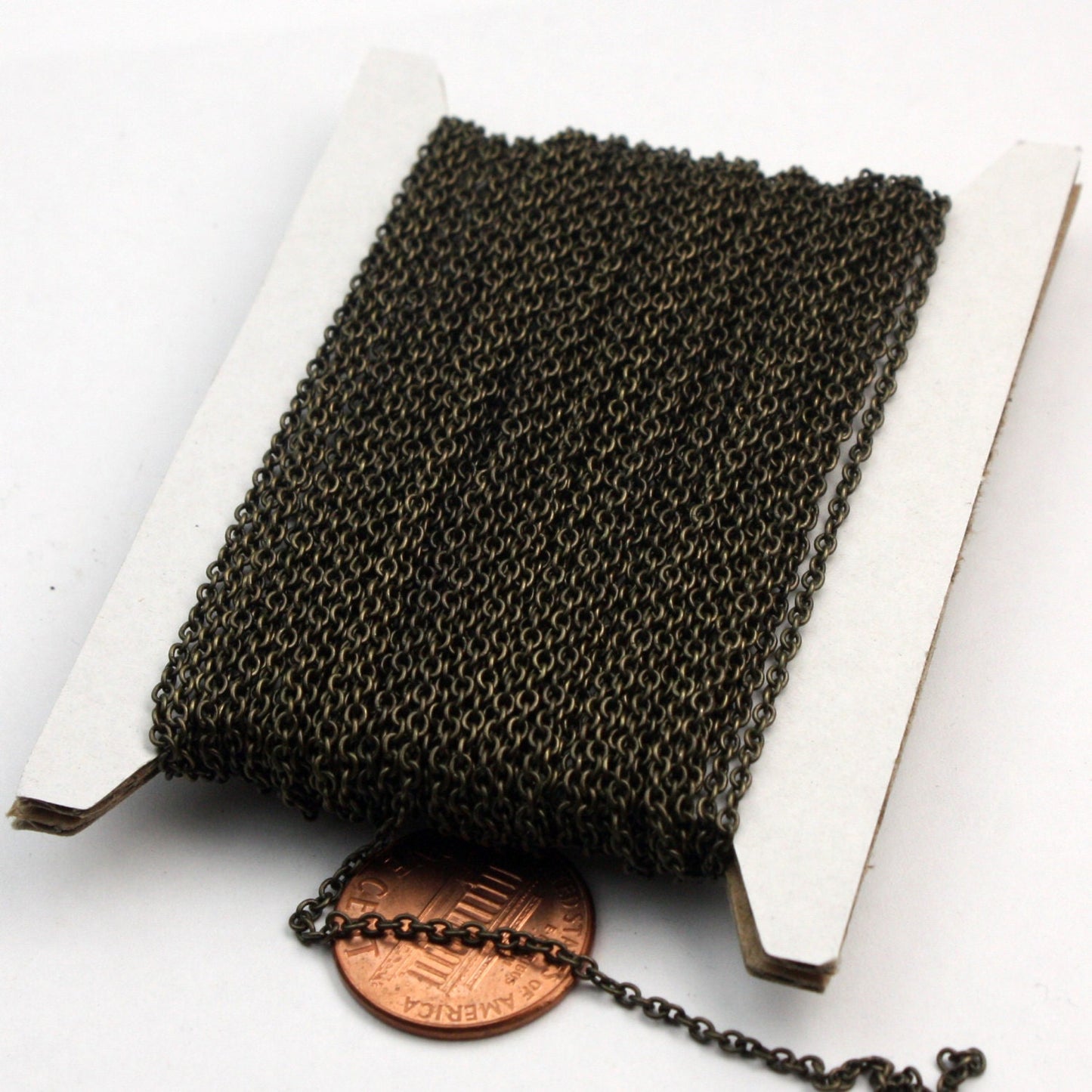 Antique Brass Chain, 32 ft of Antiqued Brass (Dark) Round Cable Chain - 2x2.5mm SOLDERED link, Antique Bronze necklace Chain,Bulk - 225S