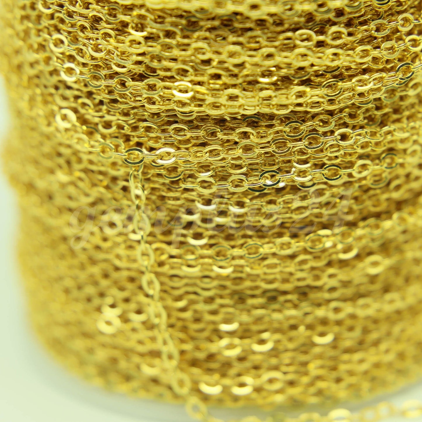 ATC Anti-Tarnishing Coating Plated Flat Cable Chain bulk, 3/10/32/50/100 Feet of SOLDERED Link Chain -3x1.7mm - ATC317F