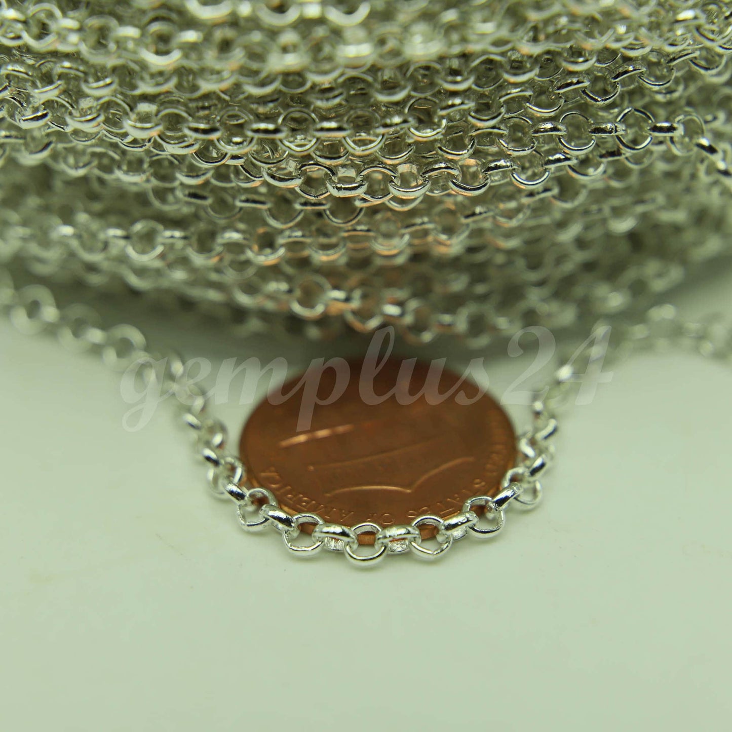 ATC Anti-Tarnishing Coating Plated ROLO Chain bulk, 3/10/32/50 Feet of SOLDERED Rolo Chain - 3.1mm Links - ATC31BL