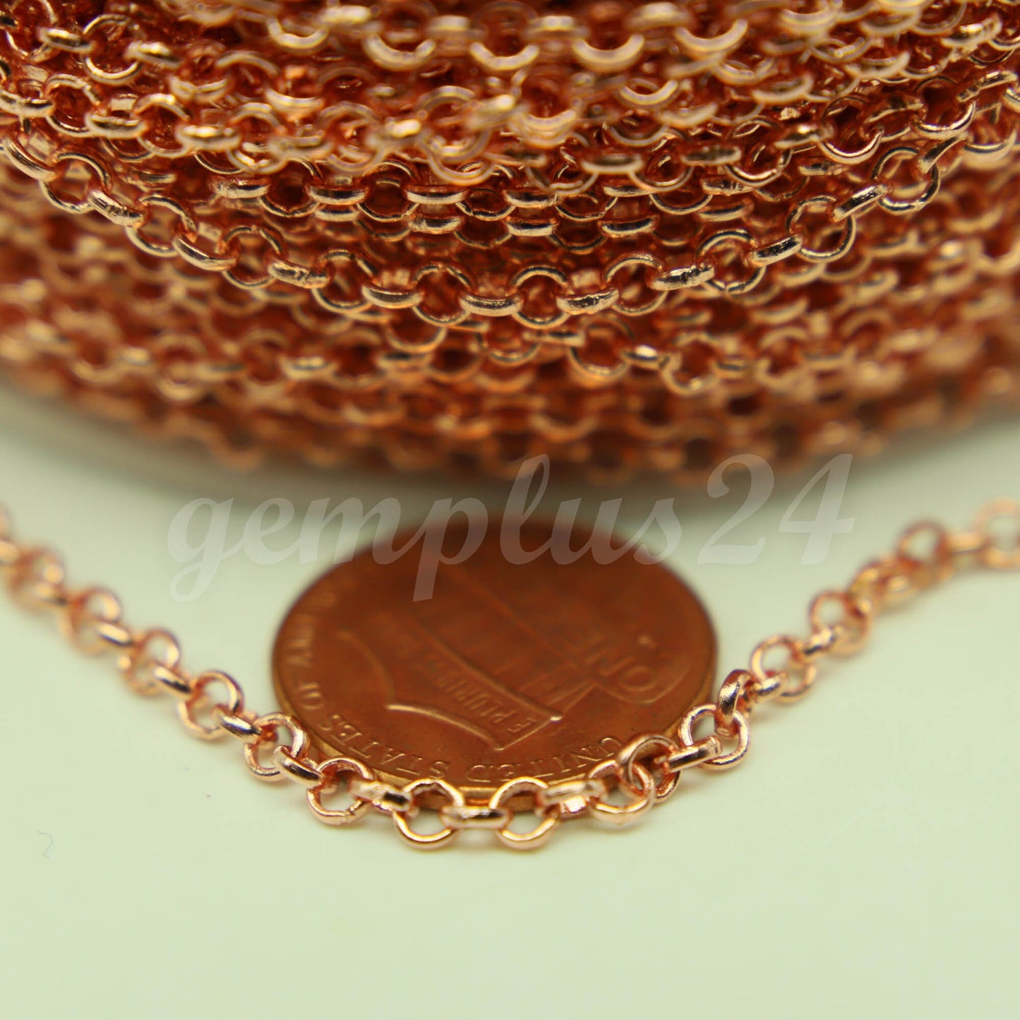 ATC Anti-Tarnishing Coating Plated ROLO Chain bulk, 3/10/32/50 Feet of SOLDERED Rolo Chain - 3.1mm Links - ATC31BL