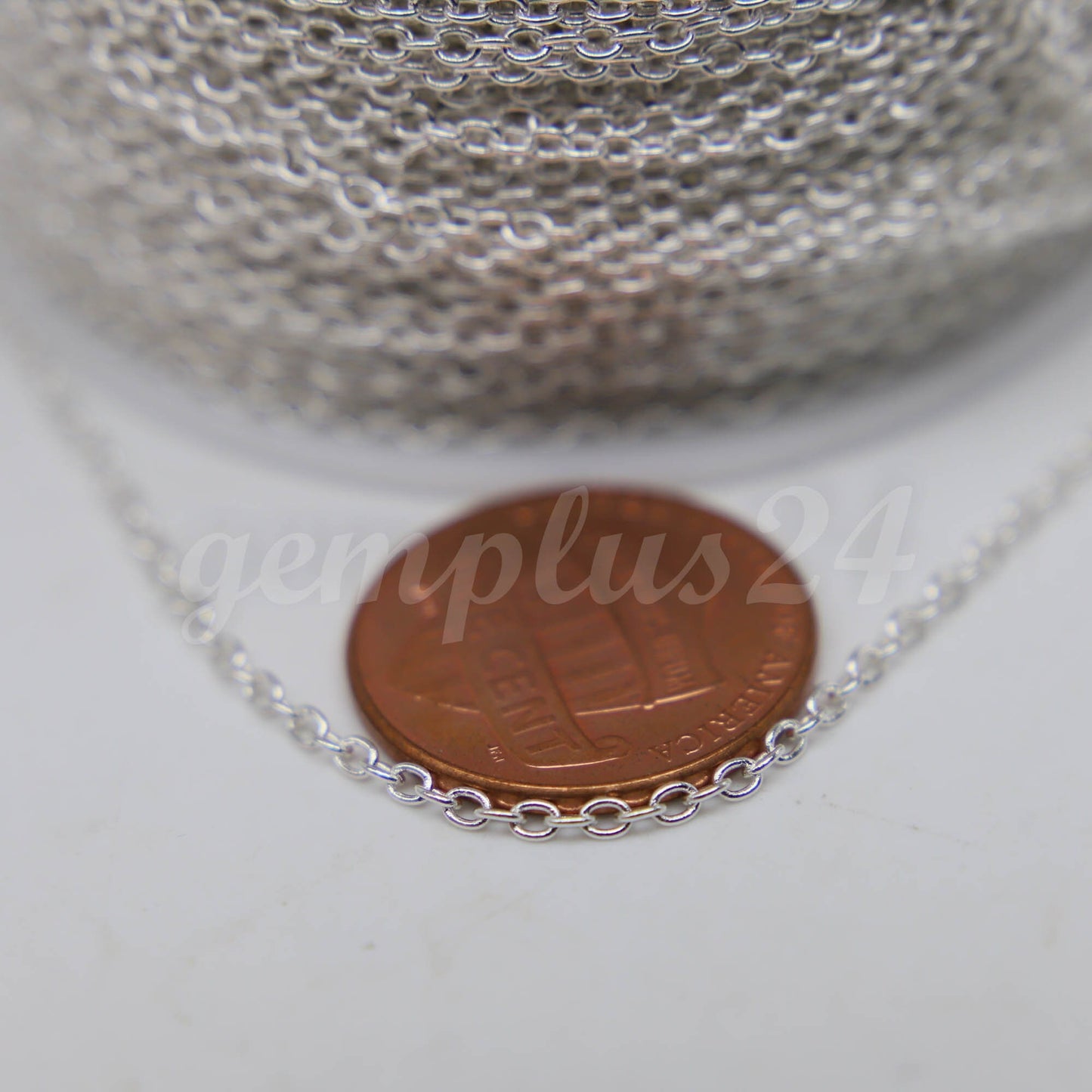 ATC Anti-Tarnishing Coating Sterling Silver Plated Cable Chain bulk, 3/10/32/50/100/300 Feet of SOLDERED Link - 2.0x1.4mm Links - ATC2014