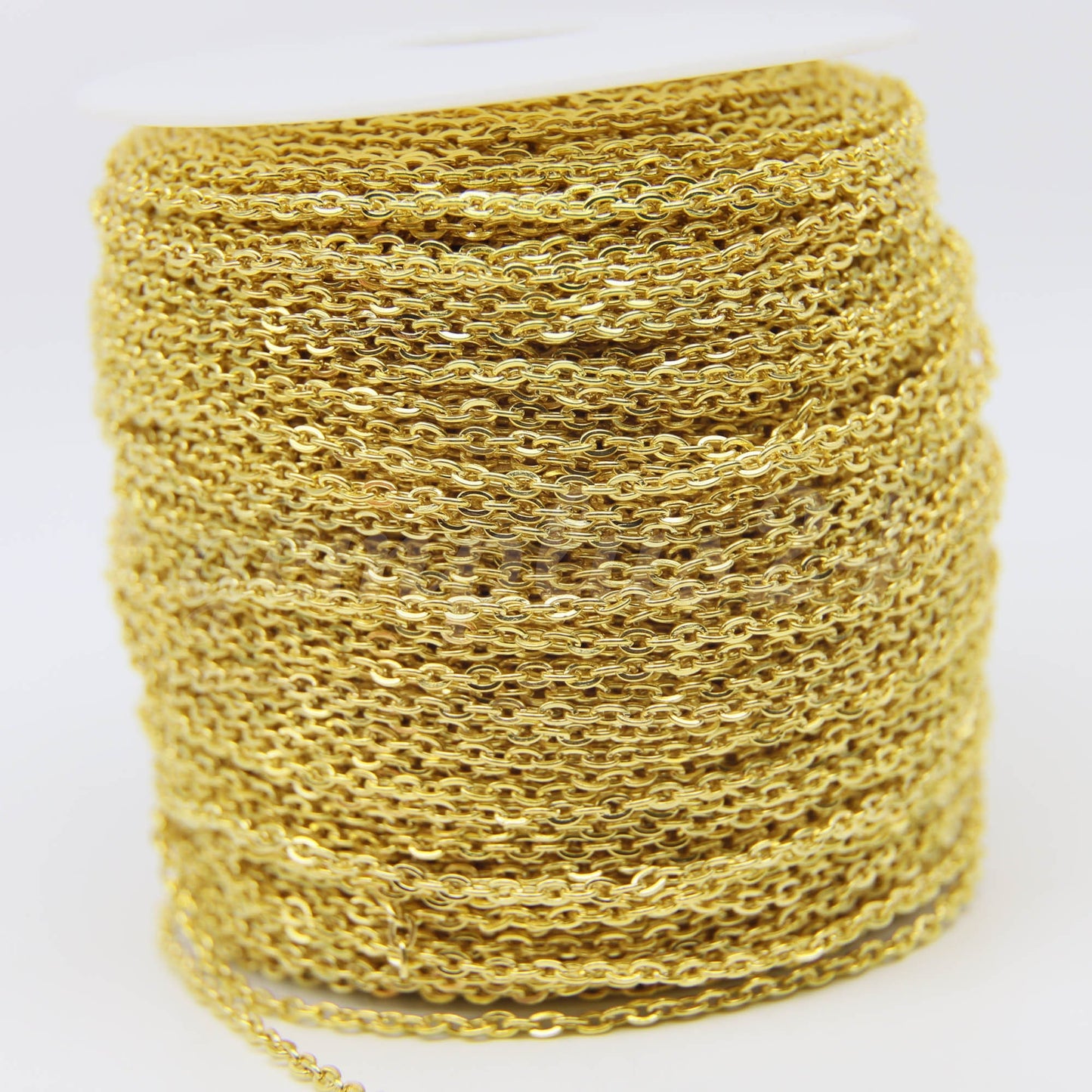 ATC Anti-Tarnishing Coating Plated Flat Cable Chain bulk, 3/10/32/50 Feet of UNSOLDERED Link - 3x2.2mm Unsoldered - ATC322