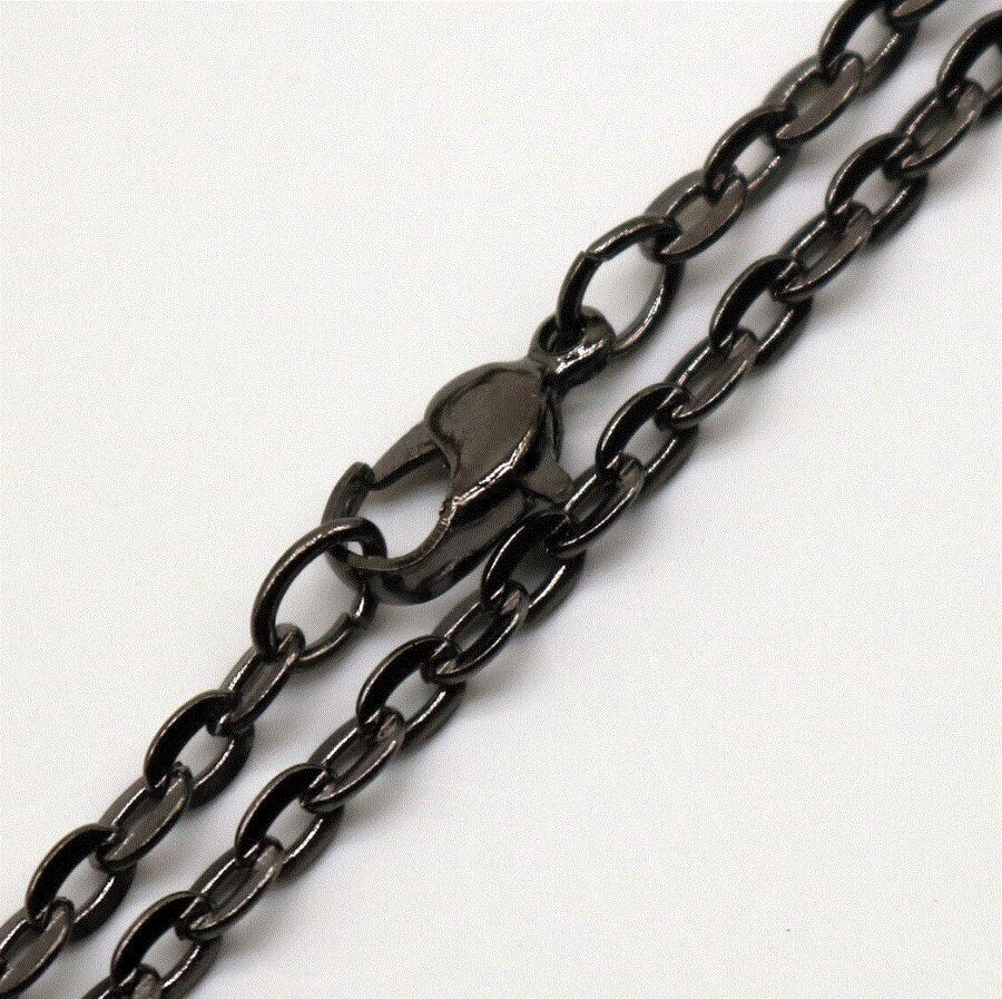 24 Inch Homemade Ready to wear Flat Cable Chain NECKLACE - 3.7x2.7mm Unsoldered Link with Lobster Clasp - 24inch(60cm) - NEC07F-24