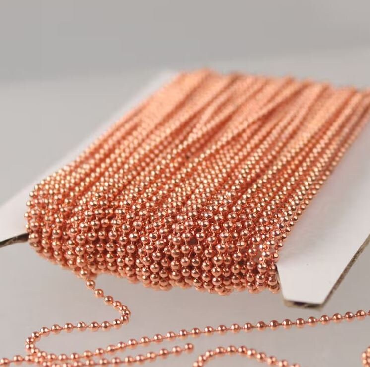 3 Ft Sample Facet Ball Chain wt FREE 5 pcs of Connectors - 1.5mm - Antique Brass/Copper/Rhodium/Gunmetal/Silver/Rose Gold Bulk Chain - 15DC