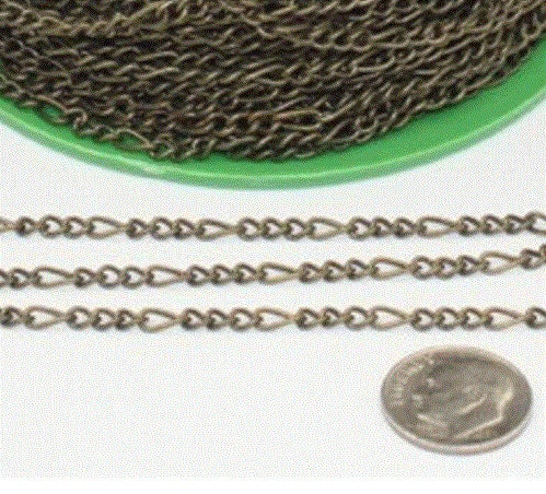 Figaro Chain bulk, 3/12/32/50/100/300ft - 7x3mm 20G Unsoldered - Antique Copper/Brass/Rhodium/Gunmetal/Black Plated - Necklace Bracelet - 7x3FIG