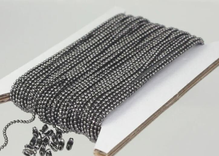 32 Feet Facet Ball Chain with FREE 50 pcs of Connectors - 1.2mm - Antique Brass/Copper/Rhodium/Gunmetal/Silver/Rose Gold Bulk Chain - 12DC