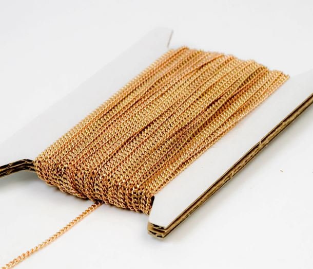 10/32/50/100/300 ft Reel Antique Copper FACET Tiny Dainty Micro curb chain - 1.3mm soldered link - FREE adequate jump ring (100 pcs) - 1.3F