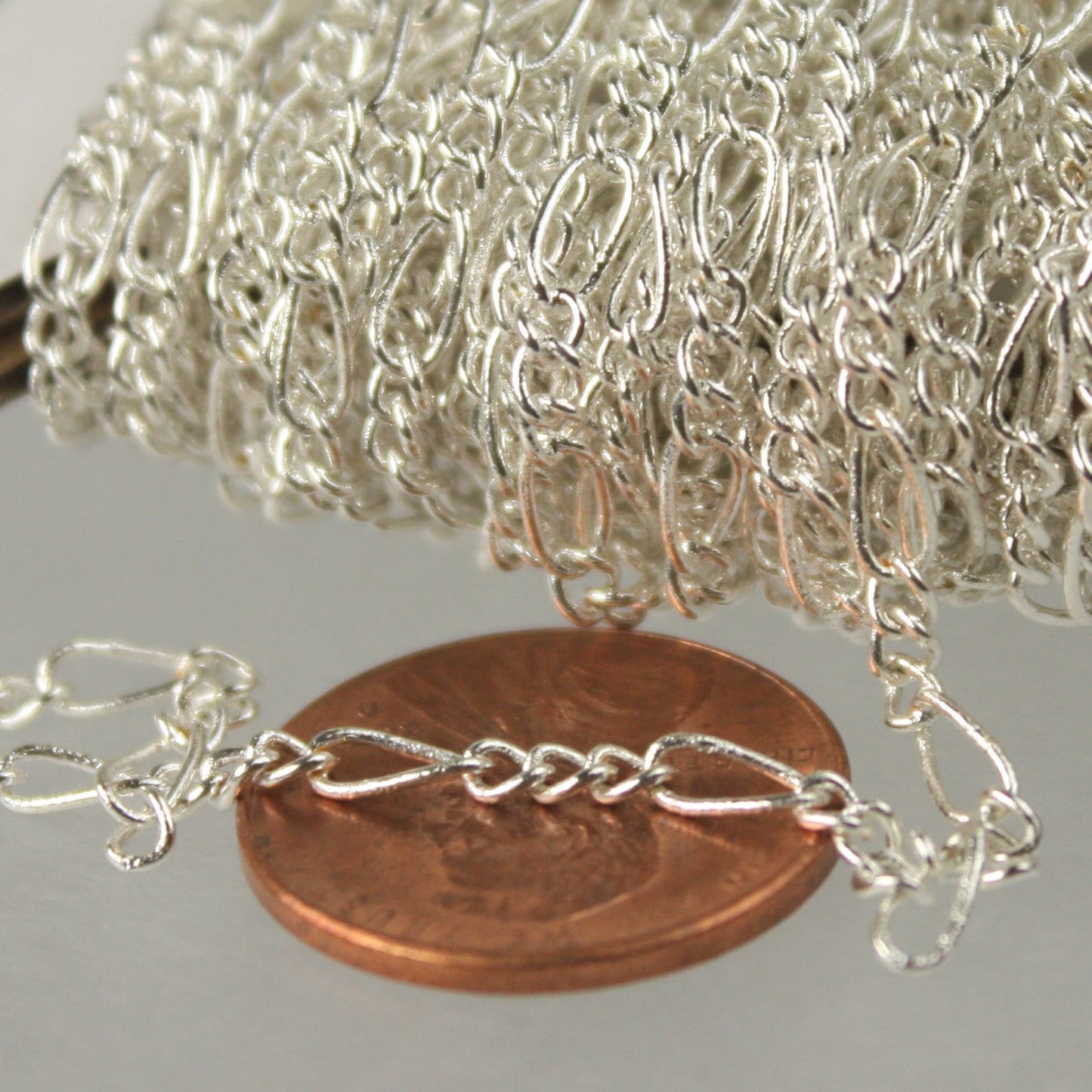 Sterling Silver Figaro Chain Bulk, 10feet Sturdy Silver Plated SOLDERED figaro chain - 2.9mm - Wholesale DIY Chain - 2.9FIGARO