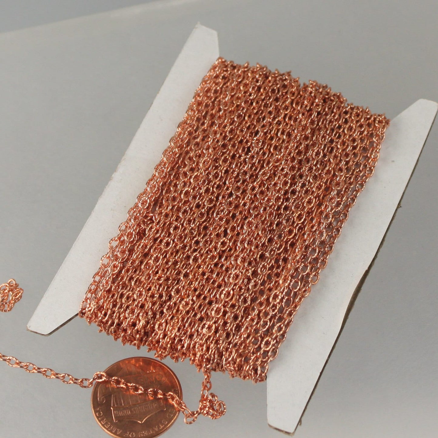 Copper Texture Chain Bulk, 32 ft. of Flat Texture Oval Chunky Cable Chain - 3x2mm Unsoldered - 32TEX