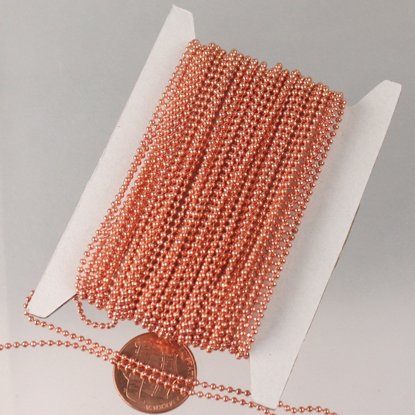 100 Ft. Copper Finished on Brass Faceted Ball Chain - 1.5mm Ball w/ FREE 100 pcs Connector (crimp)-shp from CA USA - 15DC