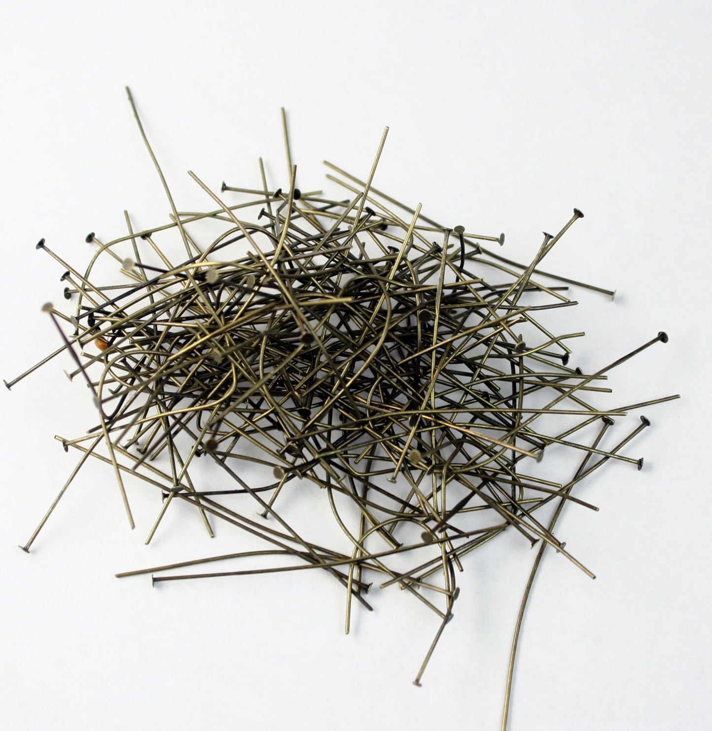 Bulk Package 300 Pcs Antique Brass FLAT headpins Bronze Flat Head Pins T Pins - 2 inch (50mm) 22Gauge 22G - TPIN-22G-50
