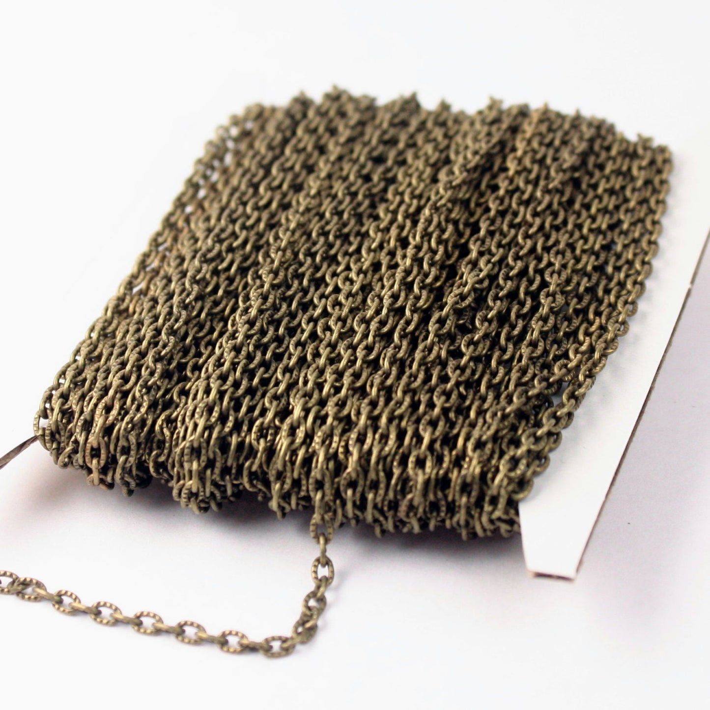 12 ft of VINTAGE style Antique Brass finished Textured Cable Chain - 4X3mm unsoldered link - 43TEX