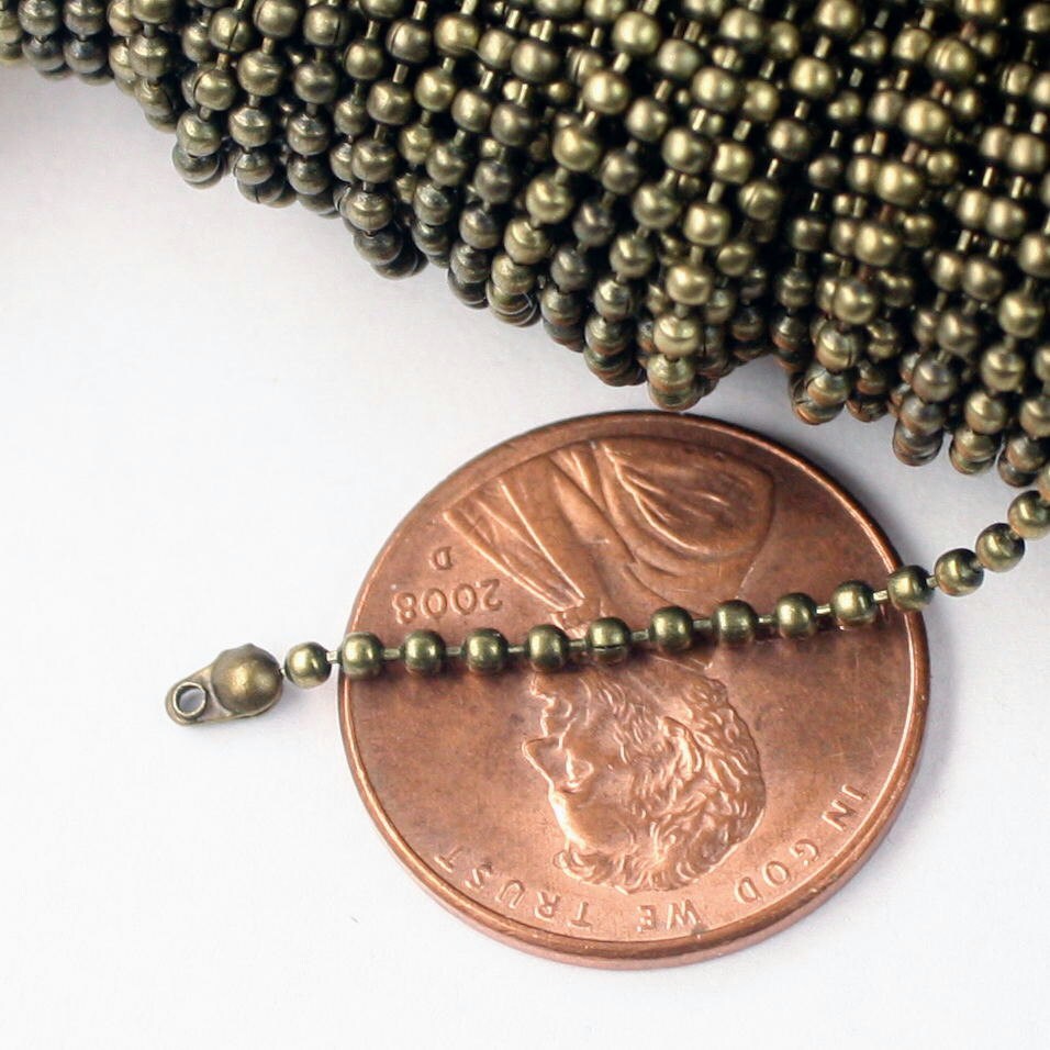 32 ft. Antique Brass Bronze ROUND ball chain - 1.5mm ball size with free 10 pcs of connector(Crimp) - 15BALL