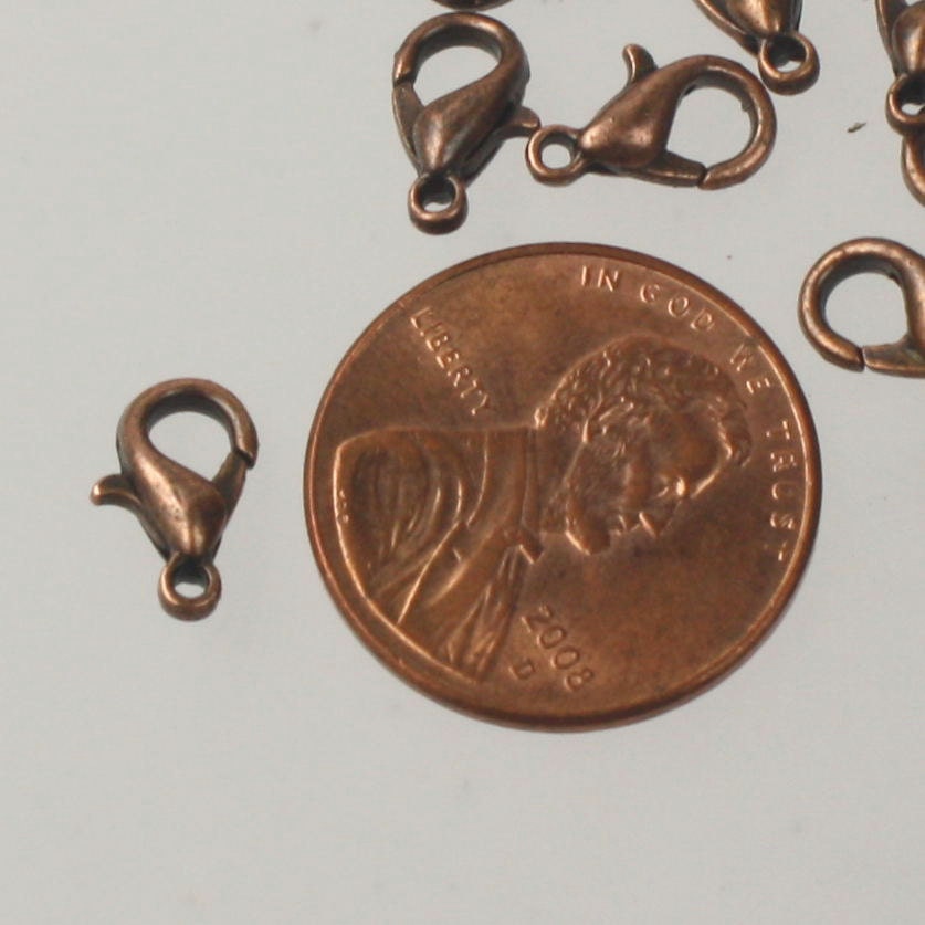 30 pcs of Antique Copper Plated Alloy Zinc lobster claw clasp 10x5mm - LOB10