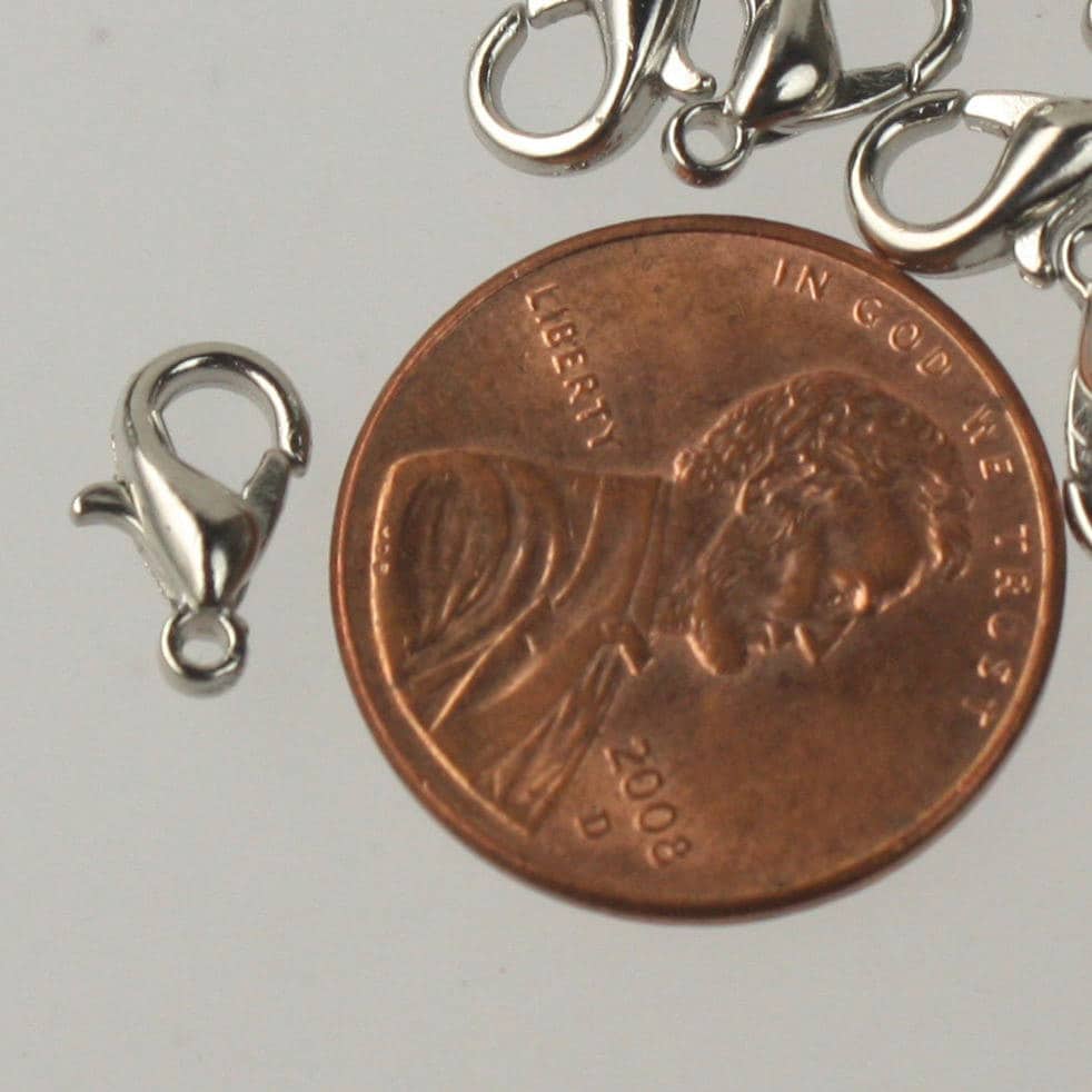 30 pcs of Rhodium Plated Alloy Zinc lobster claw clasp 10x5mm - LOB10