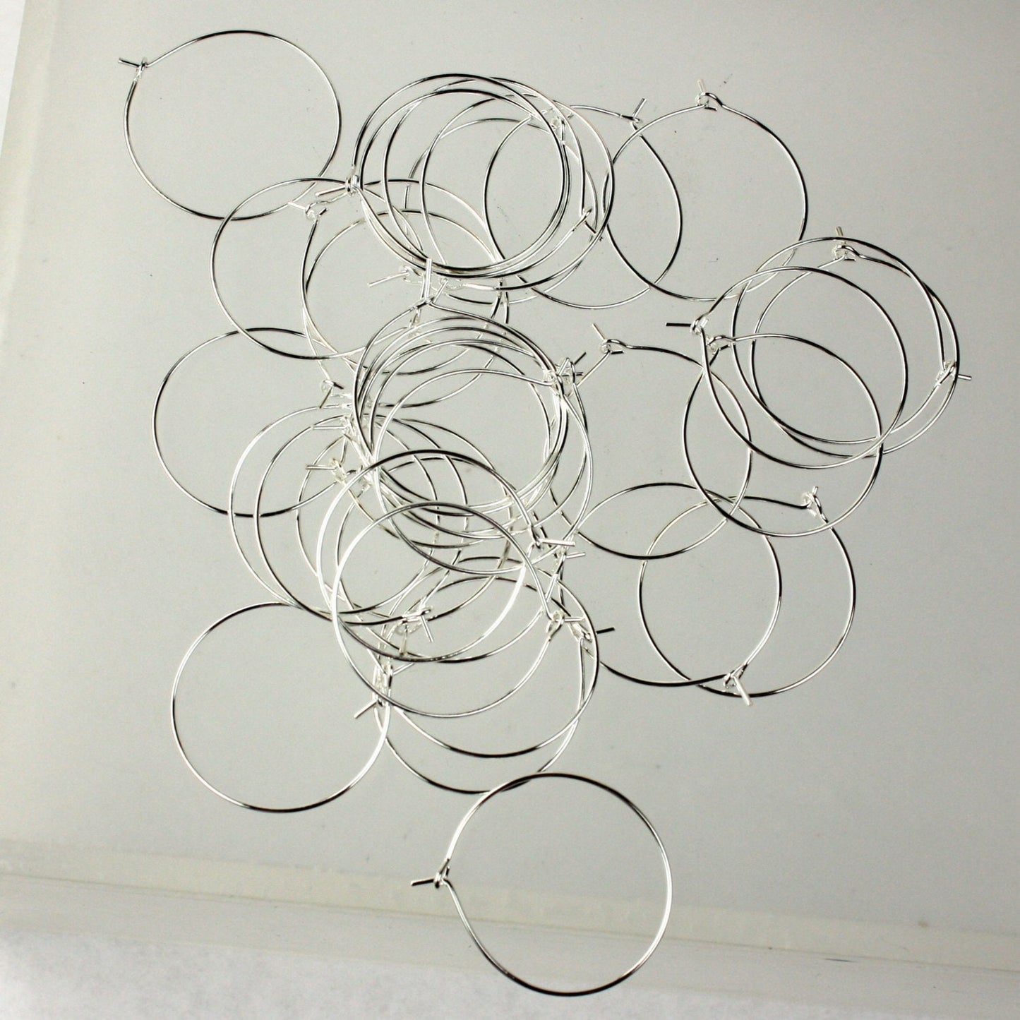 NEW Wholesale 100 pcs - 25mm 1 inch Sterling Silver Plated Wine Glass Hoops Simple hoop earwires - Ship from California USA