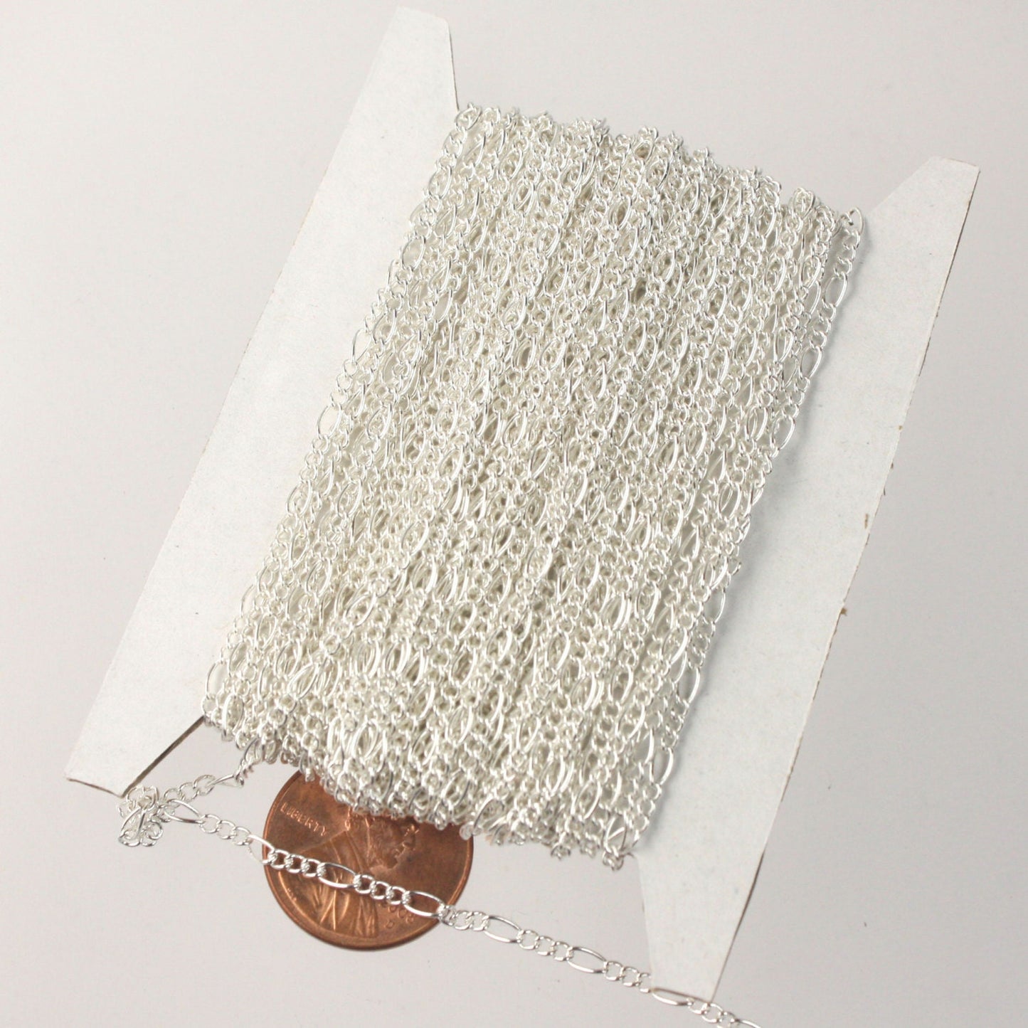 Sample 3 feet of Sterling Silver Plated Chain Bulk Chain - SOLDERED Sturdy figaro chain 2x4.5mm - Necklace DIY Bulk - 245FIGARO